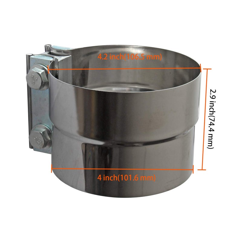 LEDAUT 4" Lap Joint Exhaust Band Clamp - Stainless Steel With 1 Block 2Pcs For 4" Od To 4" Id Exhaust Pipe, Muffler, Elbow And Exhaust Tubing Connection(2 Pack) - Image 2